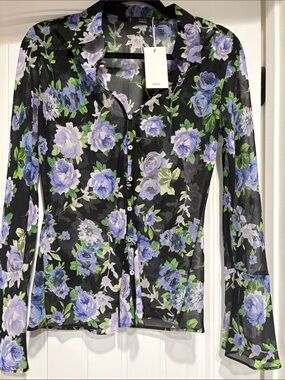 Mango sheer floral top